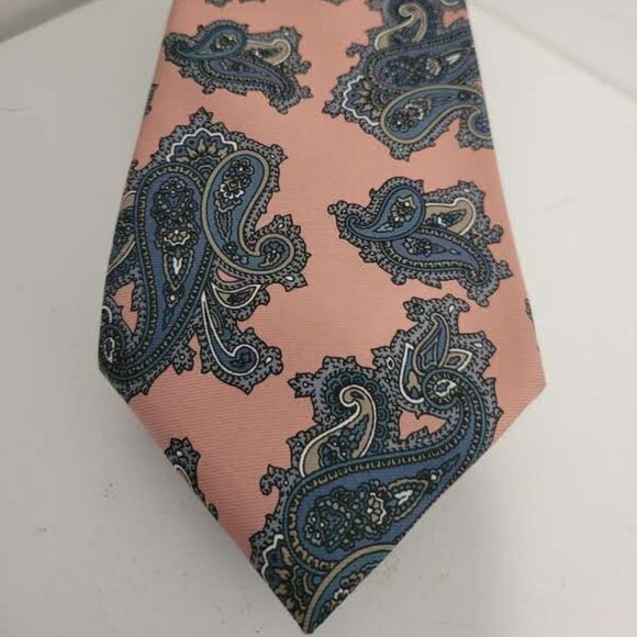 Vintage Christian Dior 100% Silk Pink and Blue Paisley - Picture 1 of 4